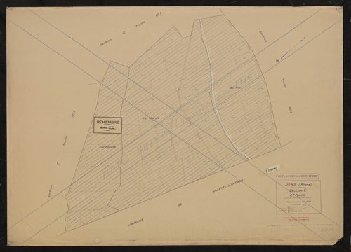 Section C 2e feuille (partie de l'ancienne feuille unique). Plan révisé pour 1934. Calque cliché de reproduction pour 1974.