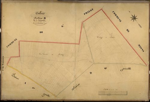 Section B dite de Monmartin, feuille n°1 : section attribuée à Corbas en 1860.