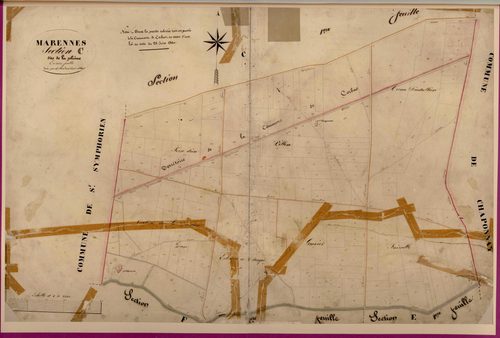 Section C dite de la Plaine, feuille n°2 : une partie de la section a été attribuée à Corbas en 1860.