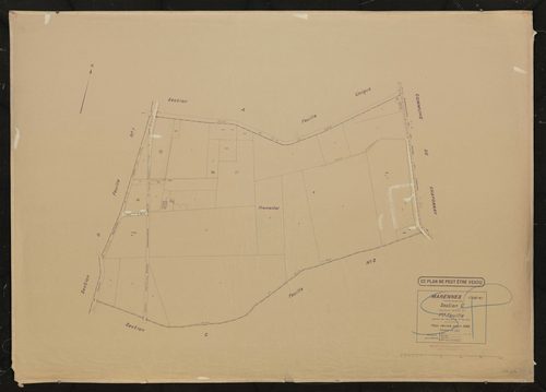Section C (ancienne section E) 1ère feuille (partie de l'ancienne 1ère feuille). Plan révisé pour 1935. Calque cliché de reproduction mis à jour pour 1968.