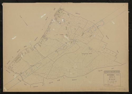 Section C (ancienne section E) 9e feuille (partie de l'ancienne 2e feuille). Plan révisé pour 1935. Calque cliché de reproduction mis à jour pour 1968. Réédition pour 1979.