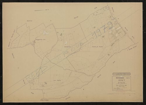 Section C (ancienne section E) 5e feuille (partie de l'ancienne 2e feuille). Plan révisé pour 1935. Calque cliché de reproduction mis à jour pour 1968. Réédition pour 1979.