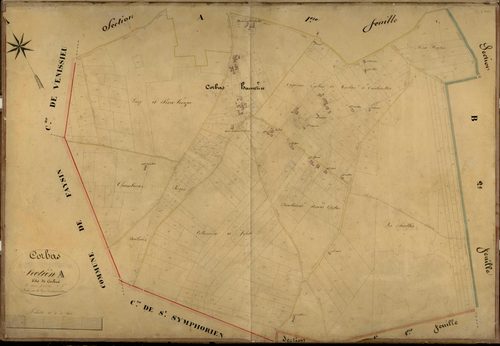 Section A dite de Corbas, feuille n°2 : section attribuée à Corbas en 1860.