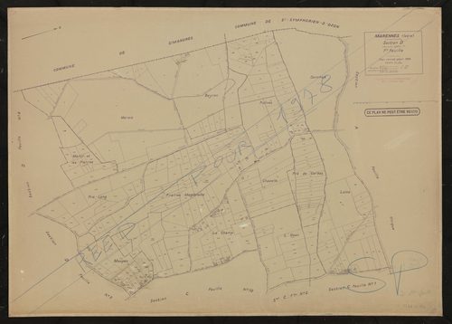 Section D (ancienne section F) 1ère feuille. Plan révisé pour 1935. Calque cliché de reproduction mis à jour pour 1968. Réédition pour 1979.