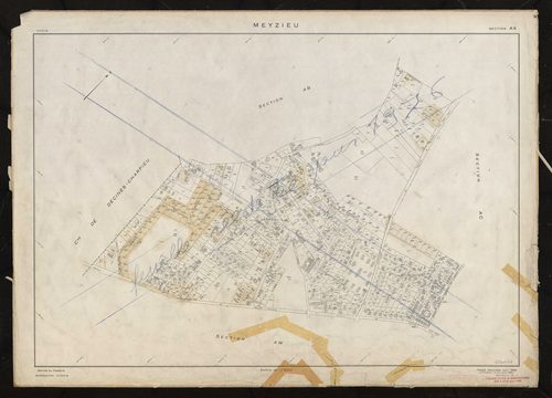 Section AX. Feuille renouvelée pour 1955. 2e édition à jour pour 1964. Rééditée pour 1976.