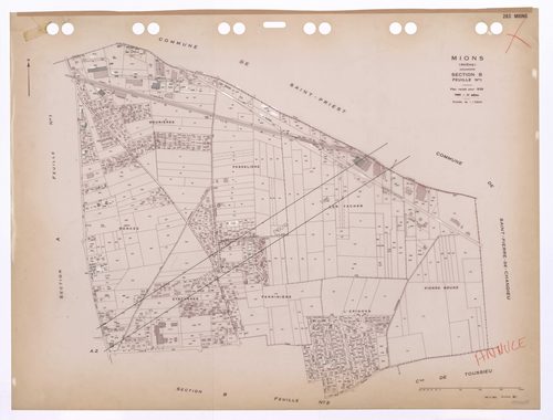 Section B feuille n°1. Plan révisé pour 1938. 3e édition pour 1980. Plan annulé. Remaniement 1985.