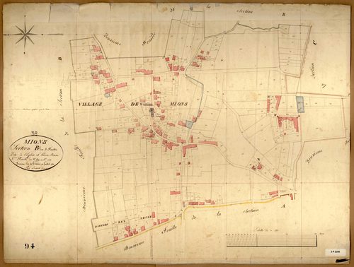 Section B dite de l'Eglise et Pierr-Brune, feuille n°3 (parcelles 594-941).