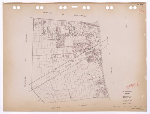 Section A feuille n°1. Plan révisé pour 1938. 3e édition pour 1980. Plan annulé. Remaniement 1985.