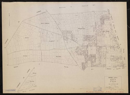 Section A feuille n°2. Plan révisé pour 1938. 2e édition à jour pour 1980. Plan annulé. Remaniement 1985.