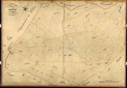 Section A dite des Echerolles, feuille n°1 (parcelles 1-539).
