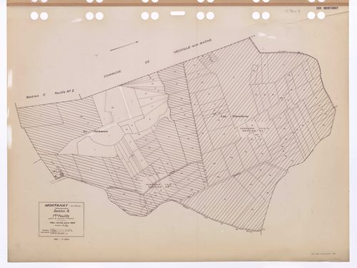 Section A 1ère feuille (partie de l'ancienne première feuille). Plan révisé pour 1933. 3e édition à jour pour 1980. En partie remembrée en sections ZA et ZB.