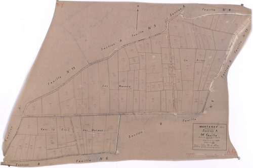 Section A 14e feuille (partie de l'ancienne 1ère feuile). Plan révisé pour 1933.