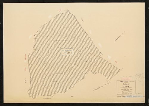 Section B 7e feuille (partie de l'ancienne 1ère feuille). Plan révisé pour 1933. 2e édition à jour pour 1968. Remembrée totalement en section ZC.