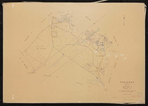 Section E 1ère feuille. Feuille dressée en 1812, mise à jour pour 1957. 2e édition à jour pour 1980.