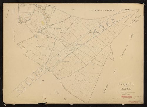 Section C feuille unique. Feuille dressée en 1812, mise à jour pour 1957. Rééedition pour 1980.