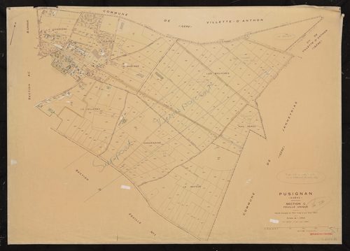 Section C feuille unique. Feuille dressée en 1812, mise à jour pour 1957. 2e édition à jour pour 1980.