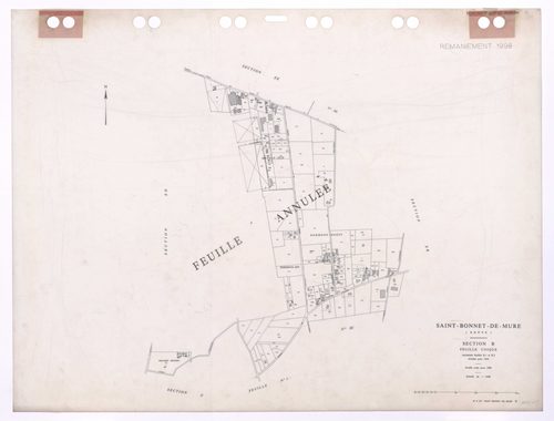 Section B feuille unique (anciennes feuilles B1 et B2). Feuille créée pour 1990. Plan annulé, remaniement pour 1998.