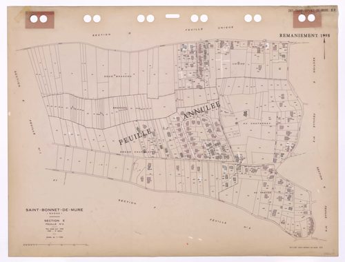 Section E 2e feuille. Plan révisé pour 1936. 3e édition pour 1980. Feuille annulée remaniement pour 1998.