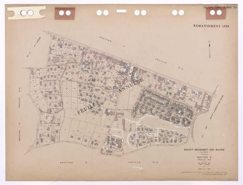 Section E 3e feuille. Plan révisé pour 1936. 3e édition pour 1980. Feuille annulée remaniement pour 1998.