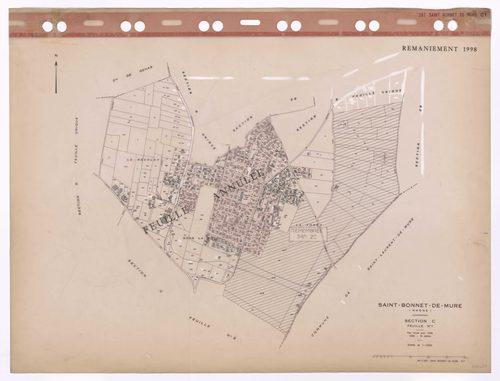 Section C feuille n°1. Plan révisé pour 1936. 3e édition pour 1980. Feuille annulée remaniement pour 1998 et en partie remembrée en section ZC.