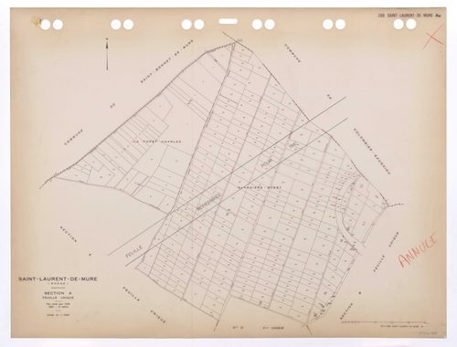 Section A feuille unique. Plan révisé pour 1936 3e édition pour 1980. Feuille remembrée pour 1987.