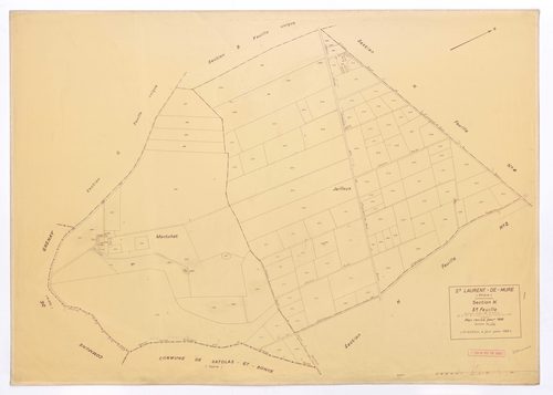 Section K 3e feuille (ancienne section B 3e feuille de la commune de Satolas et Bonce acquises pour 1978). Plan révisé pour 1936. 2e édition à jour pour 1968.