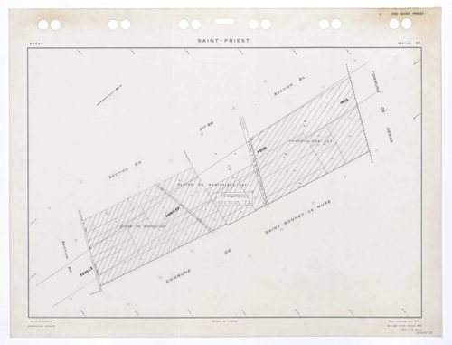 Section BO. Feuille renouvelée pour 1975. 2e édition pour 1979. Feuille annulée pour 1993, remembrée en section ZA.