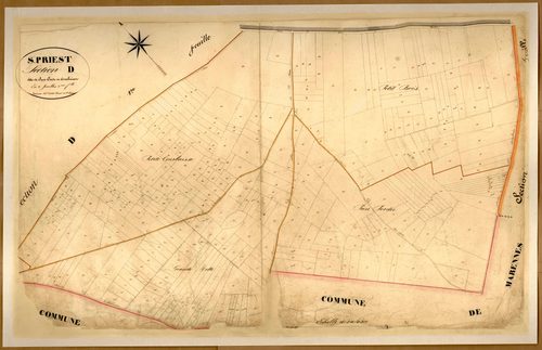Section D dite de Pan Perdu et Courbaisse, feuille n°3 (parcelles 282-615).