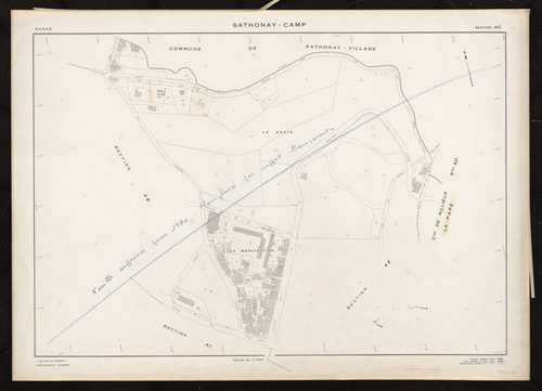 Section AC. Cadastre révisé pour 1955. 2e édition à jour pour 1968. Feuille supprimée pour 1980.