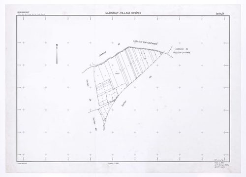 Calques définitifs (noir et blanc) : plan de récolement de bornage. Section ZB. Plan établi en 1992.