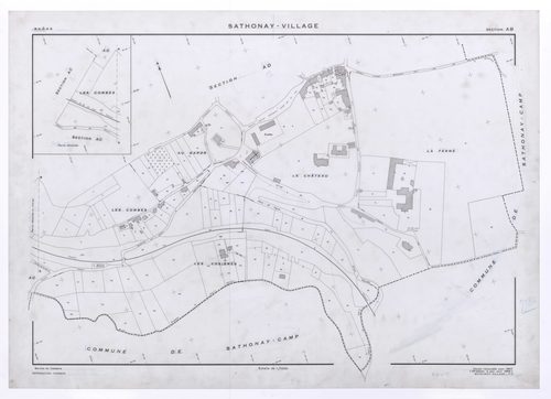 Section AB. Cadastre renouvelé pour 1957. 2e édition à jour pour 1968. Feuille rééditée pour 1977.