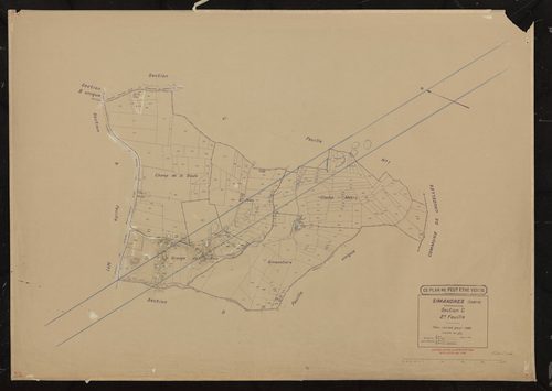 Section C 2e feuille. Plan révisé pour 1935. Calque cliché de reproduction mis à jour pour 1968. Réédition 1980.