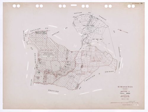Section C feuille unique. Plan révisé pour 1935. Edition à jour pour 1985. En partie remembrée en section ZD.