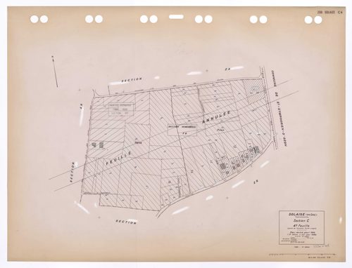 Section C 4e feuille (partie de l'ancienne feuille unique). Plan révisé pour 1935. 2e édition à jour pour 1968. Feuille annulée, une partie remembrée en ZB et une partie remaniée pour 1989 en section AR.