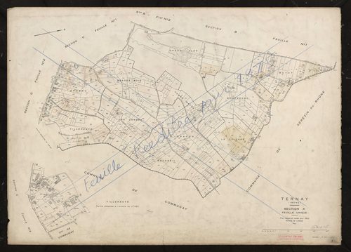 Section A feuille unique. Plan cadastral révisé pour 1952. Réédité pour 1975.