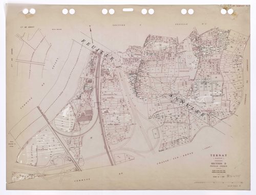 Section D feuille unique. Plan cadastral révisé pour 1952. Edition à jour pour 1985. Feuille annulée.