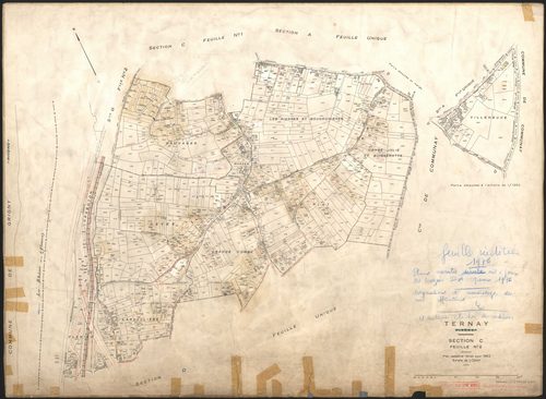 Section C feuille n°2. Plan cadastral révisé pour 1952. Réédité pour 1976.