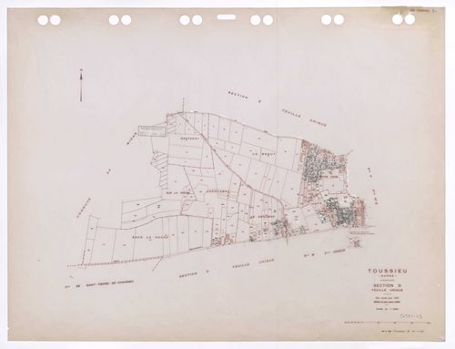 Section D feuille unique. Plan révisé pour 1937. Edition à jour pour 1985. En partie remembrée en section ZA.