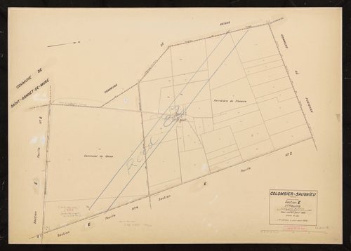 Section E feuille n°1 (ancienne section K 1ère feuille de la commune de Saint-Bonnet-de-Mure acquise pour 1972). Plan révisé pour 1936. 2e édition à jour pour 1968. Réédité pour 1982.