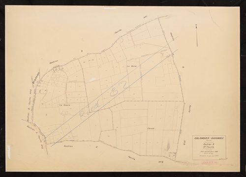 Section B feuille n°4 (ancienne 3e feuille). Plan révisé pour 1936. 2e édition à jour pour 1972. Réédité pour 1982.