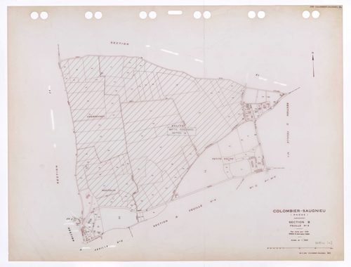 Section B feuille n°3. Plan révisé pour 1936. Edition à jour pour 1985. En partie remembré en section ZK.