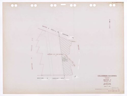 Section A feuille n°6. Plan révisé pour 1936. Edition à jour pour 1985. En partie remembré en section ZV.