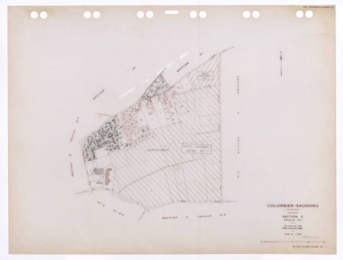Section C feuille n°1. Plan révisé pour 1936. Edition à jour pour 1985. En partie remembré en sections ZL et ZM.