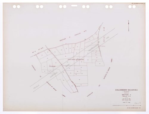 Section C feuille n°4. Plan révisé pour 1936. Edition à jour pour 1985. Feuille annulée suite à remaniement 1990.
