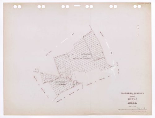Section D feuille n°2. Plan révisé pour 1936. Edition à jour pour 1985. En partie remembré en sections ZS et ZT.