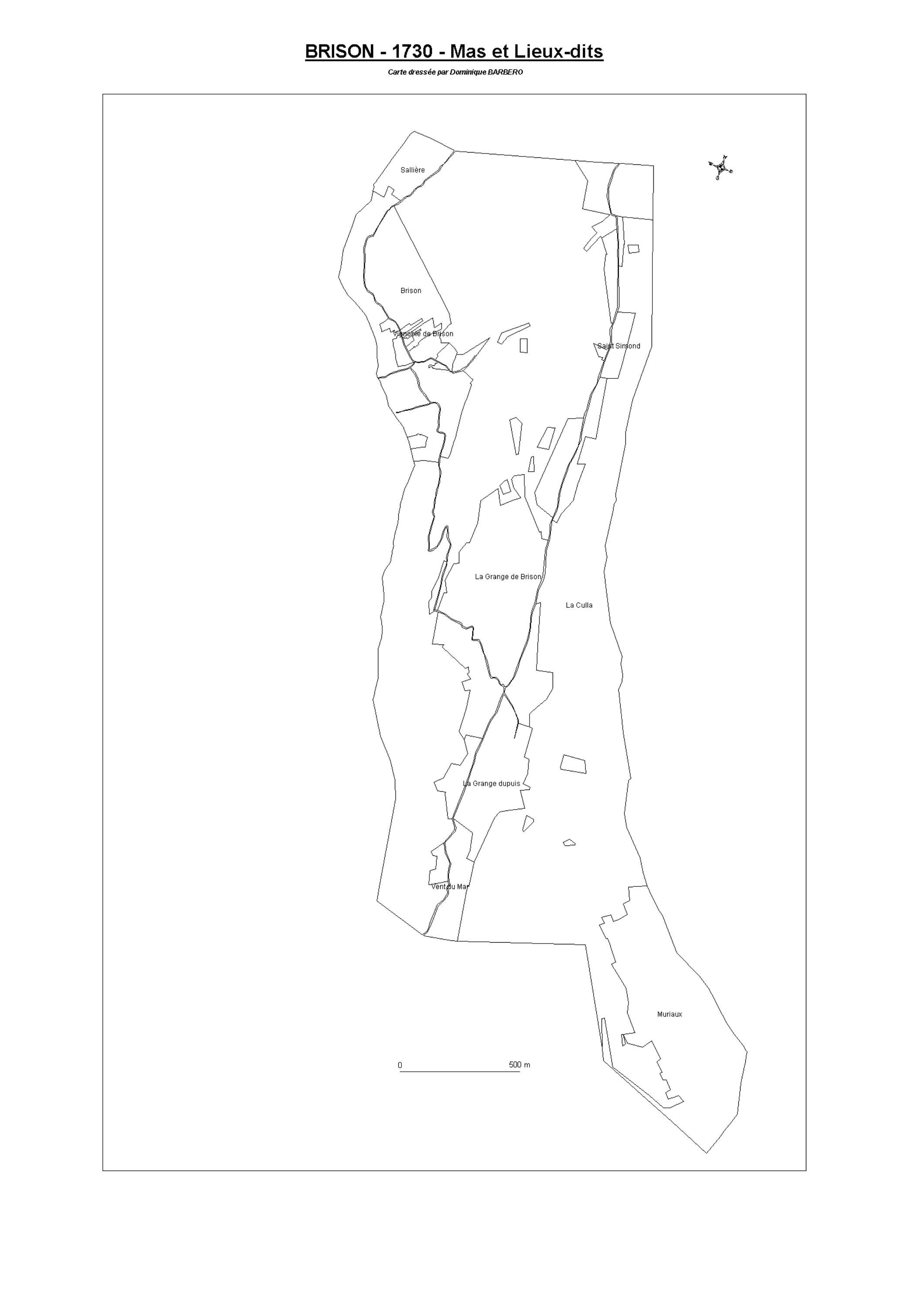 Aiguebelette-le-Lac - ATLAS du cadastre sarde (mappe) : 73059B Brison. Carte générale par nature de culture et degré de bonté, cartes pour les principaux propriétaires ; relevés des parcelles par numéro et par propriétaire selon le dépouillement des regis
