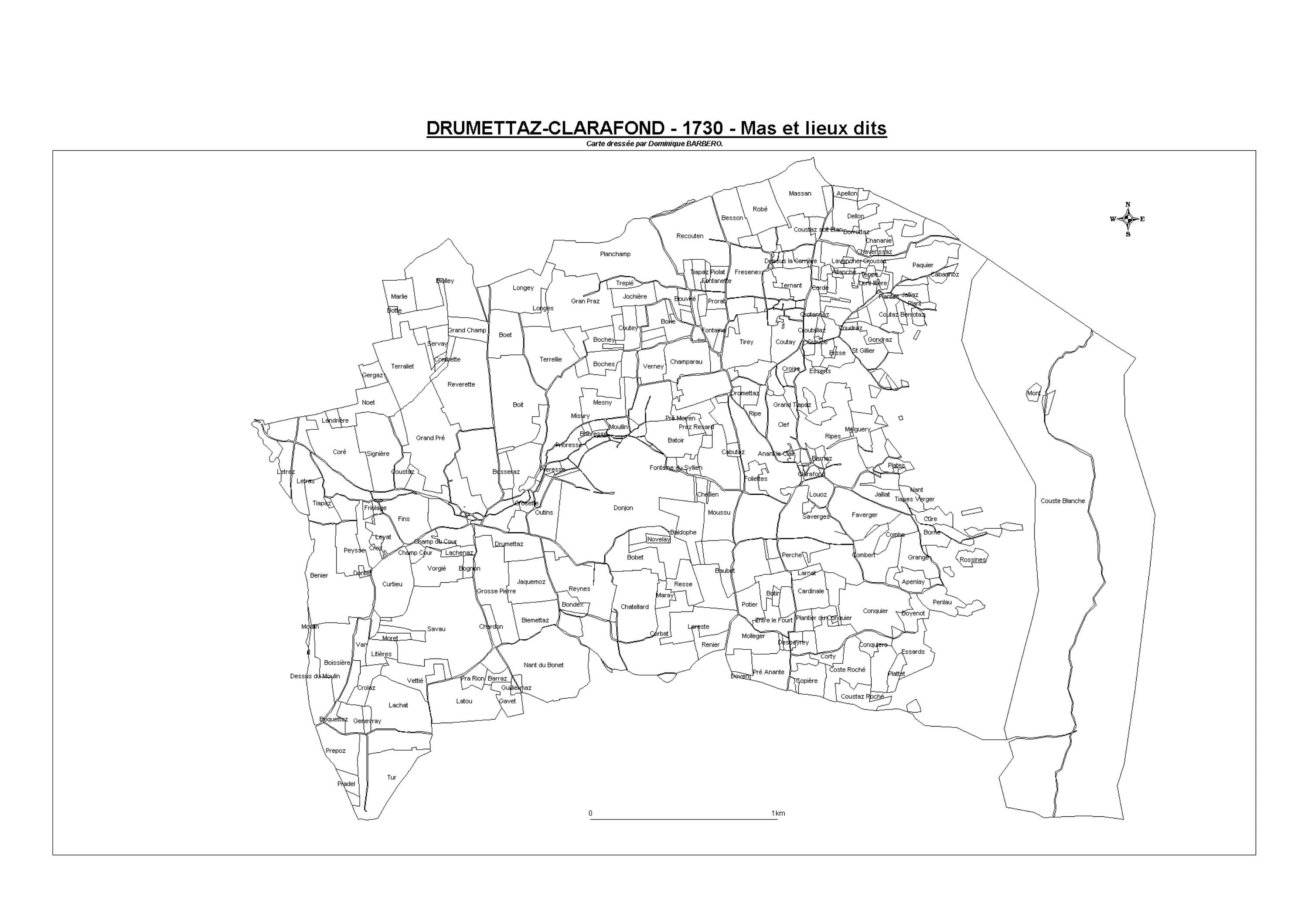 Aiguebelette-le-Lac - ATLAS du cadastre sarde (mappe) : 73103 Drumettaz. Carte générale par nature de culture et degré de bonté, cartes pour les principaux propriétaires ; relevés des parcelles par numéro et par propriétaire selon le dépouillement des reg