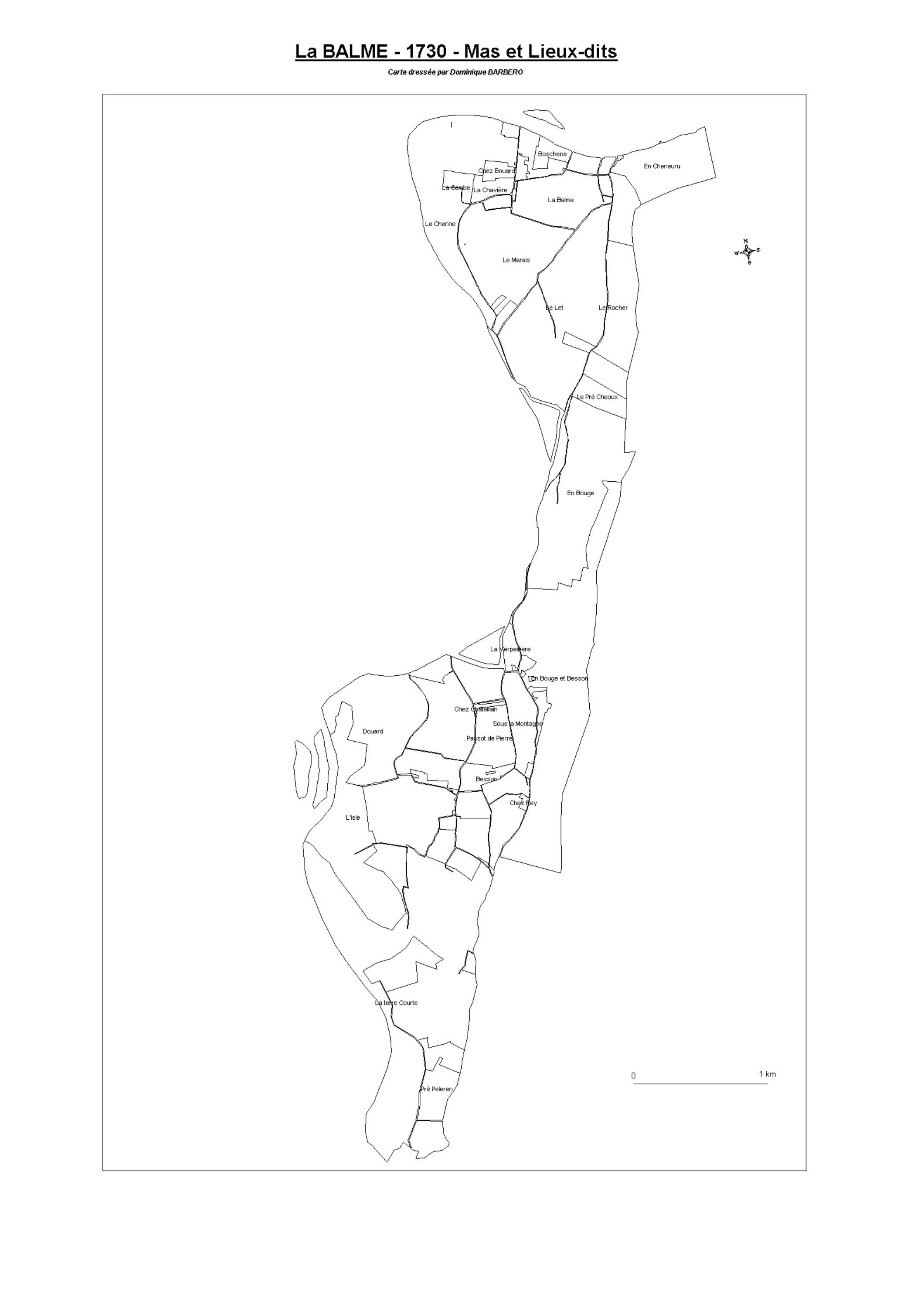 Aiguebelette-le-Lac - ATLAS du cadastre sarde (mappe) : 73028 La Balme. Carte générale par nature de culture et degré de bonté, cartes pour les principaux propriétaires ; relevés des parcelles par numéro et par propriétaire selon le dépouillement des regi
