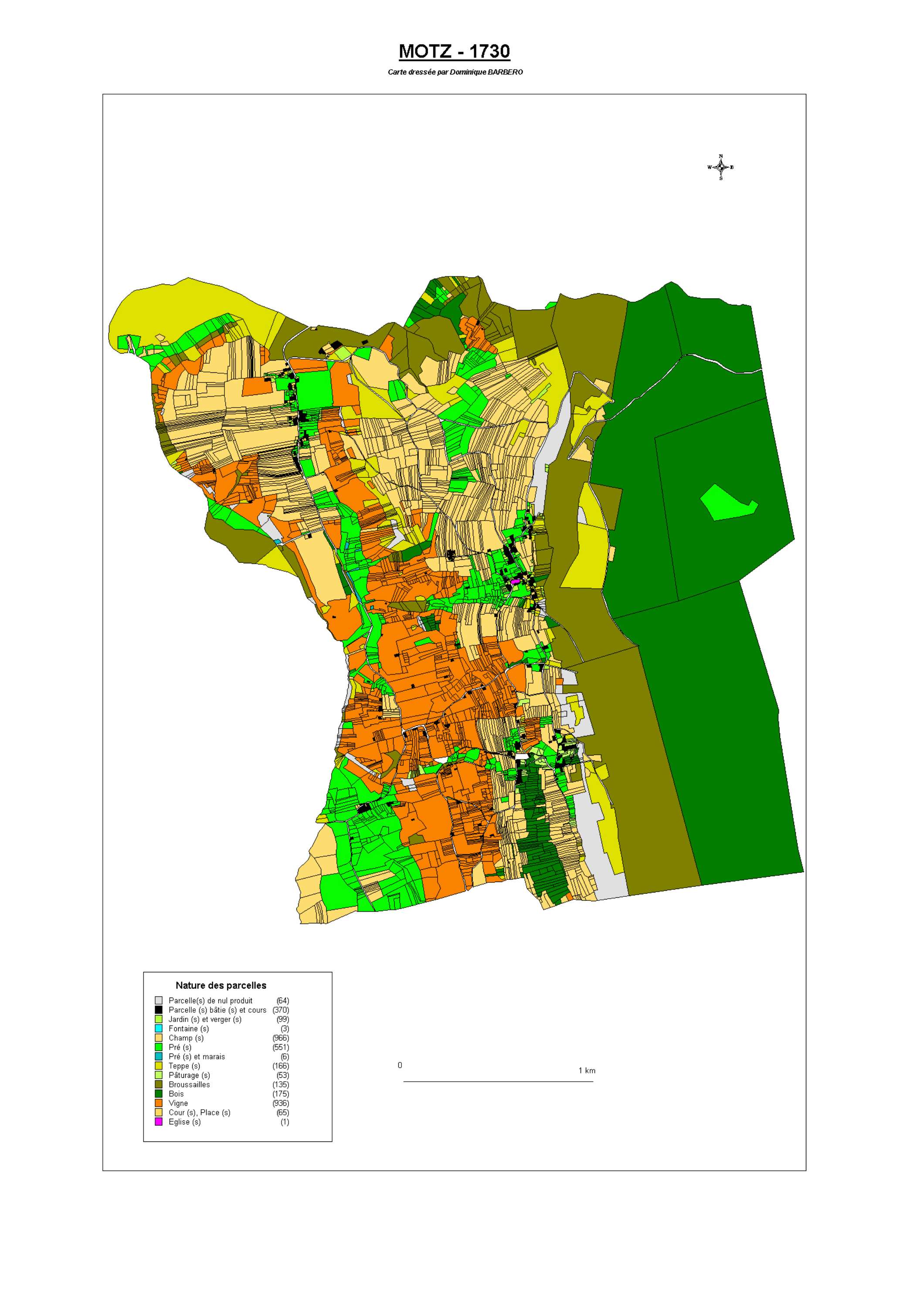 Aiguebelette-le-Lac - ATLAS du cadastre sarde (mappe) : 73180 Motz. Carte générale par nature de culture et degré de bonté, cartes pour les principaux propriétaires ; relevés des parcelles par numéro et par propriétaire selon le dépouillement des registre