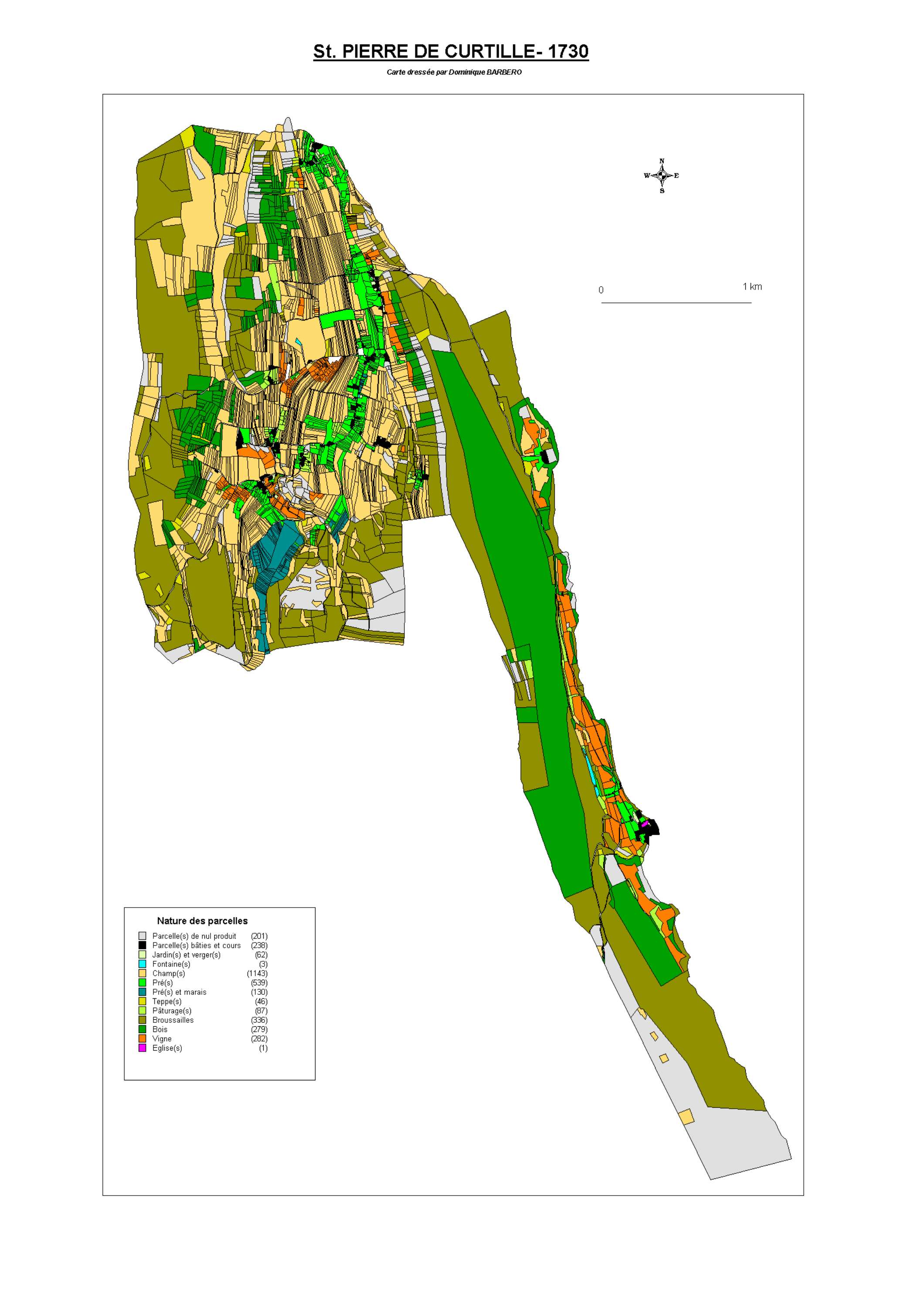 Aiguebelette-le-Lac - ATLAS du cadastre sarde (mappe) : 73273 Saint-Pierre-de-Curtille. Carte générale par nature de culture et degré de bonté, cartes pour les principaux propriétaires ; relevés des parcelles par numéro et par propriétaire selon le dépoui